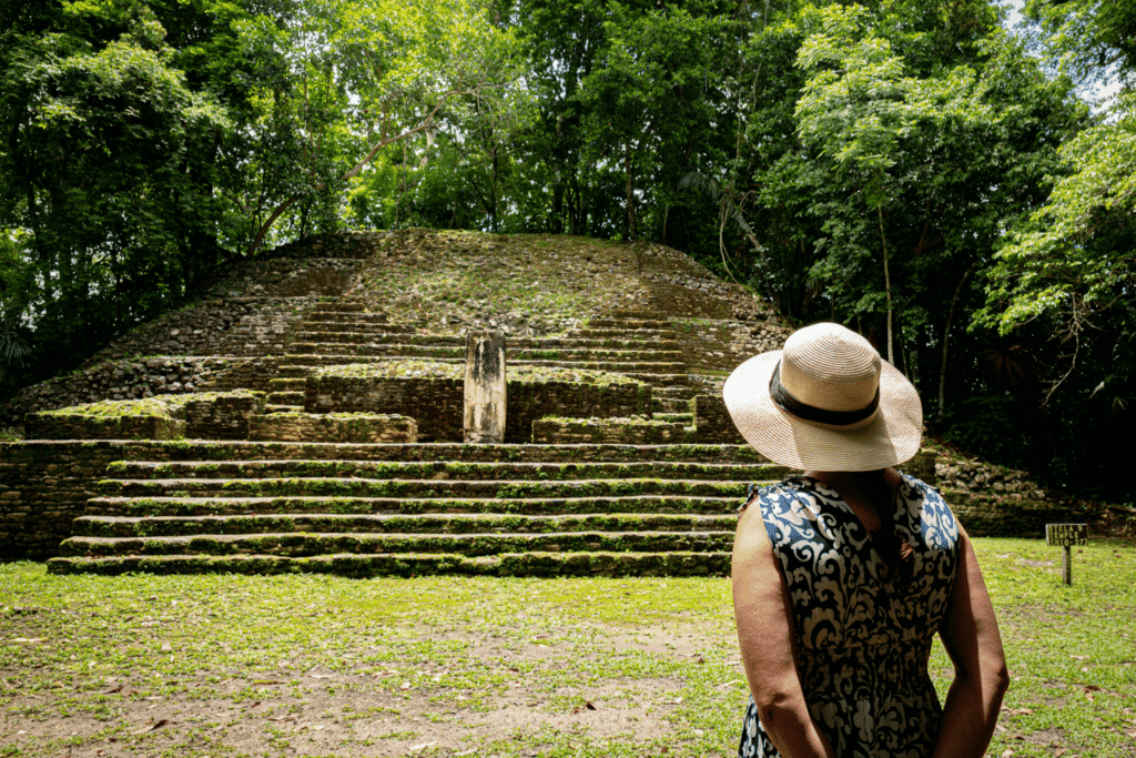 Woman looking at Maya Ruin