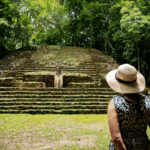 Woman looking at Maya Ruin